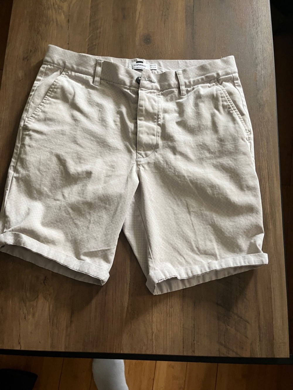 Topman Light Cream Flat Front Chino Shorts